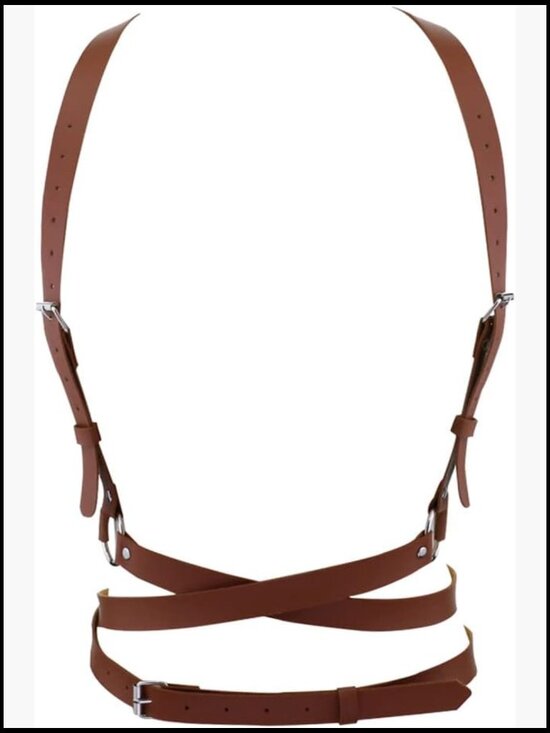 Faux Leather Waist Belt Harness Adjustable with Buckles O-Rings Punk Y2K main image 6
